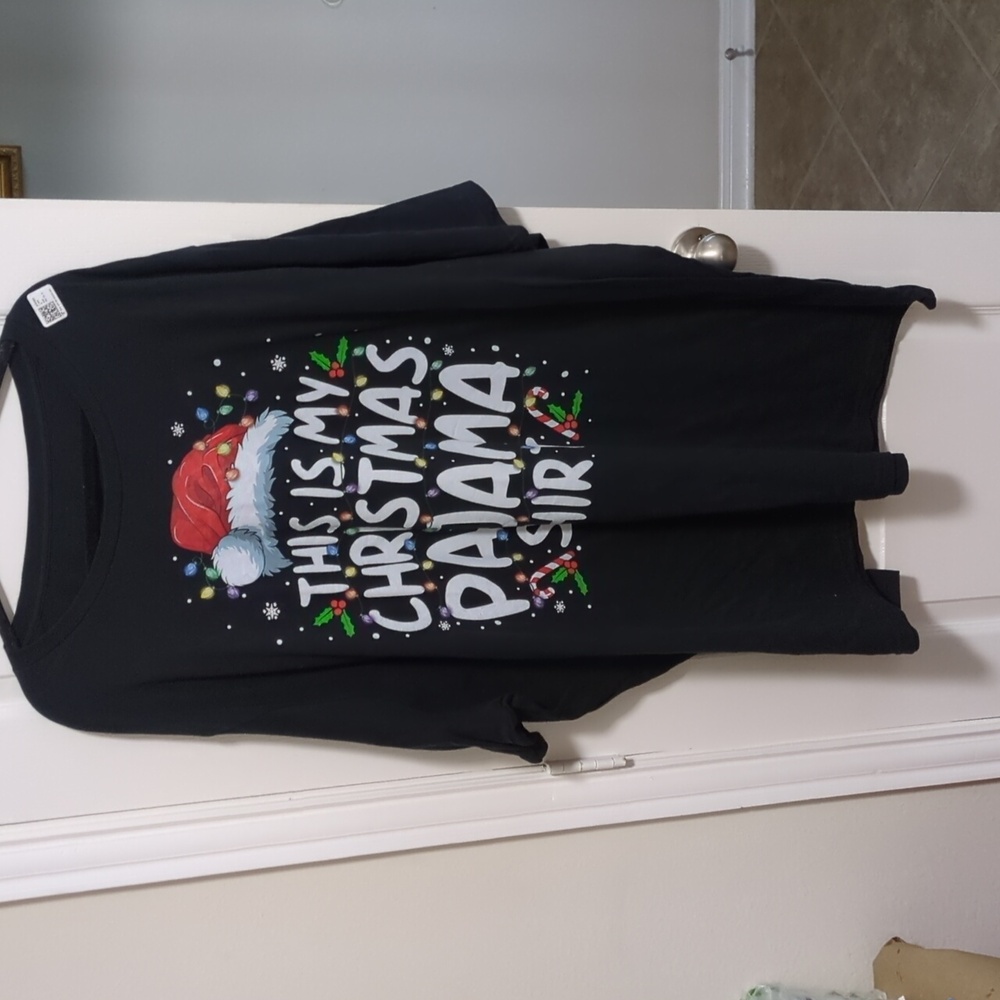 5XLT Festive Black Christmas Pajama Tee